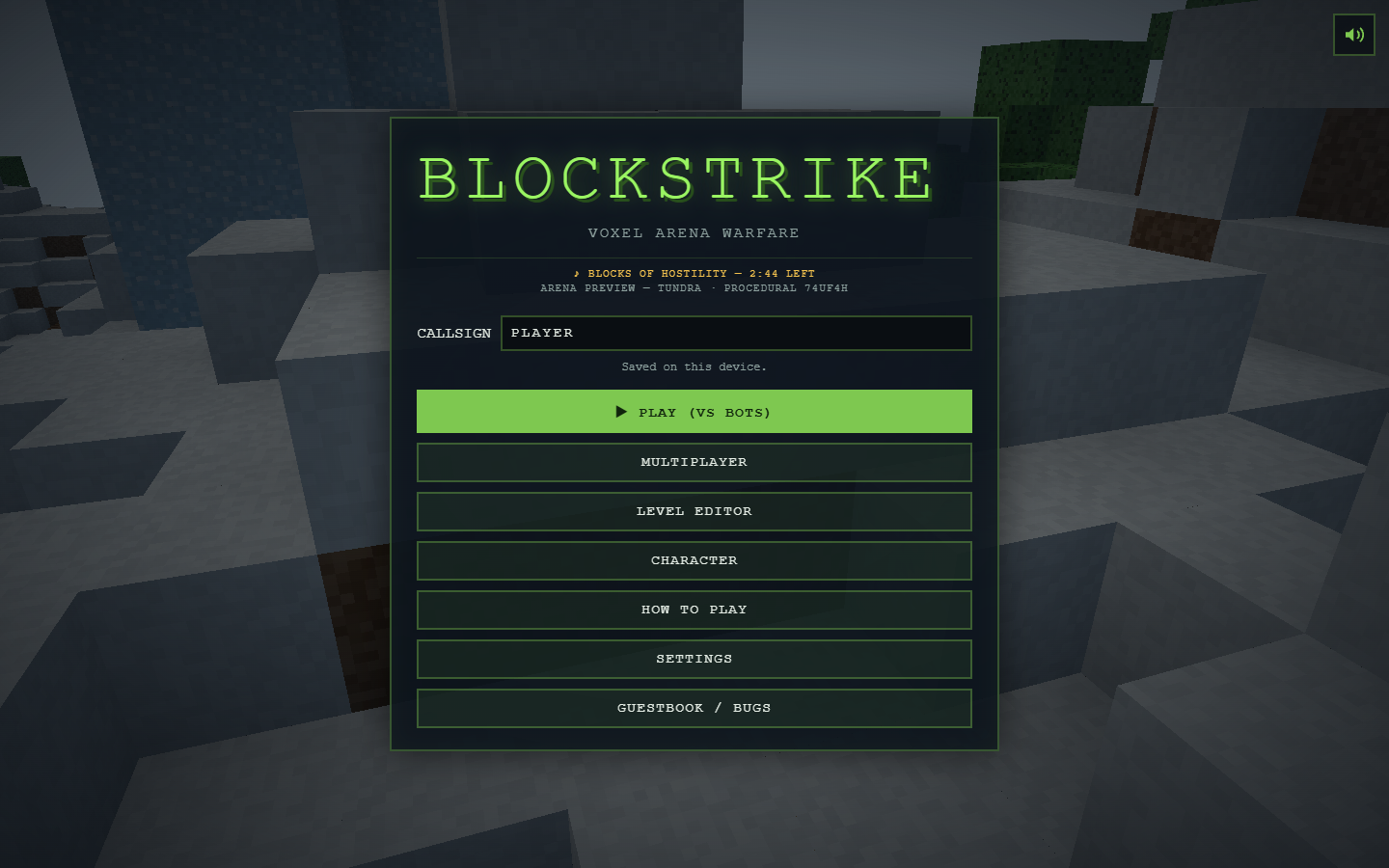 A procedurally generated voxel archipelago behind the menu