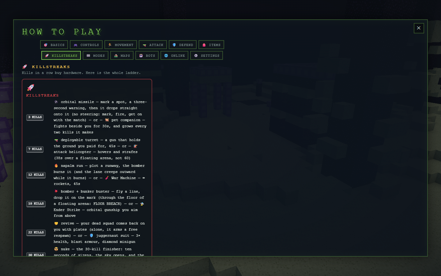 BlockStrike in-game killstreak documentation