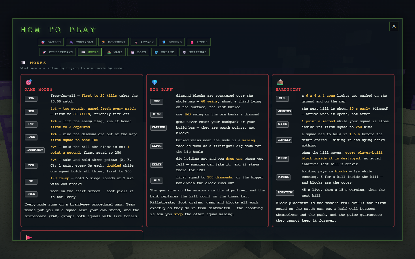 BlockStrike in-game game modes documentation