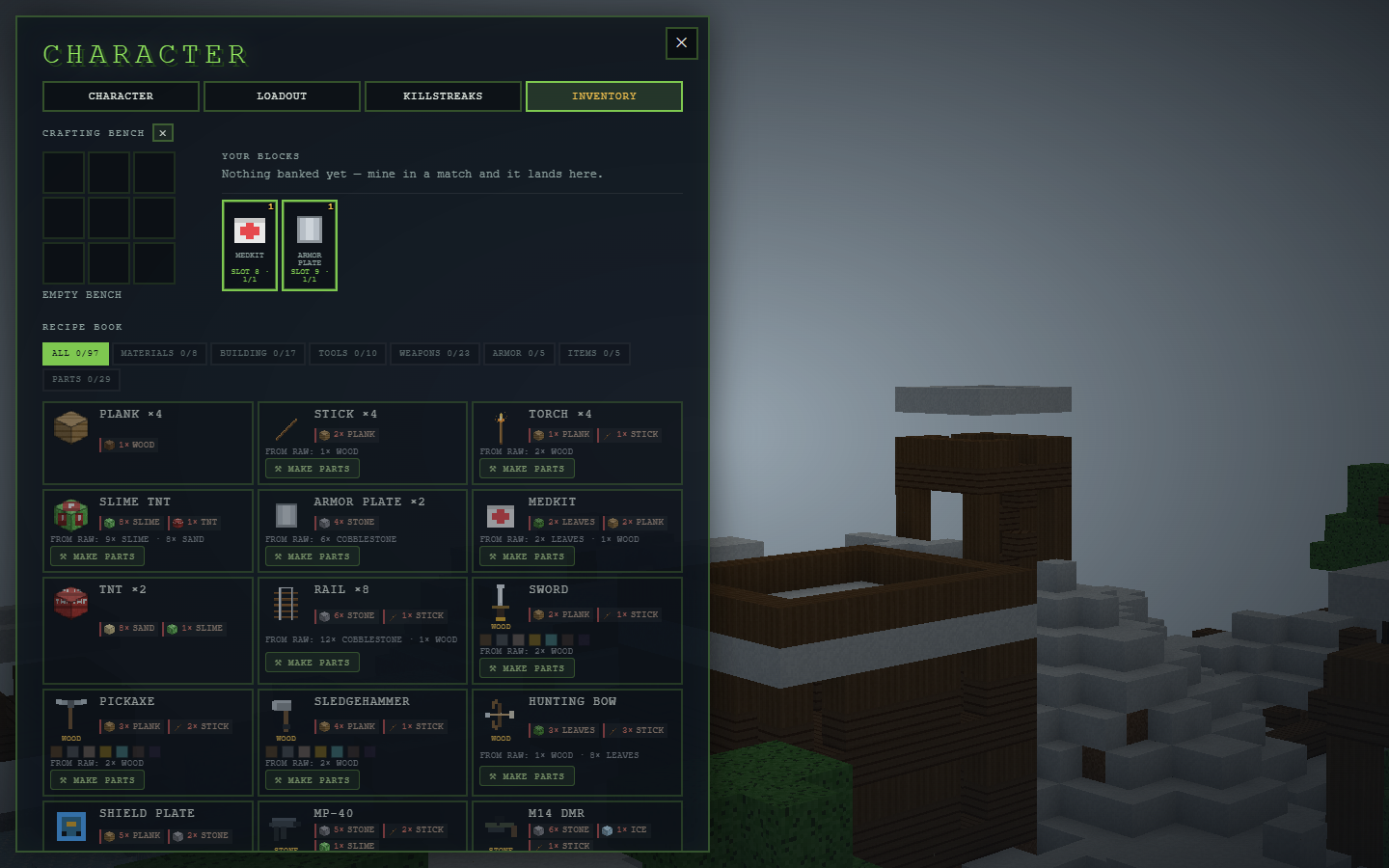 BlockStrike crafting bench and recipe book