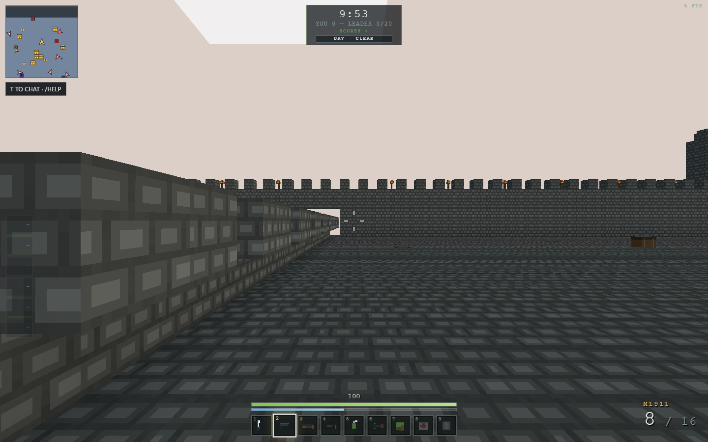 BlockStrike match HUD with killfeed, minimap and streak announcements